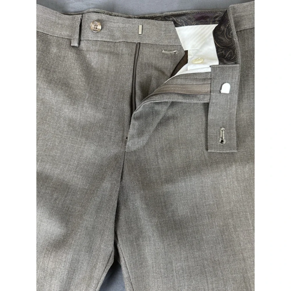 Lauren Ralph Lauren Dress Pants Mens 34x30 Brown Gray Flat Front Slacks